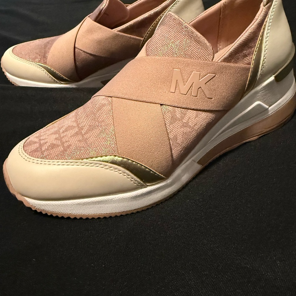 Michael Kors Women's Wedge Pink & Gold Sneakers